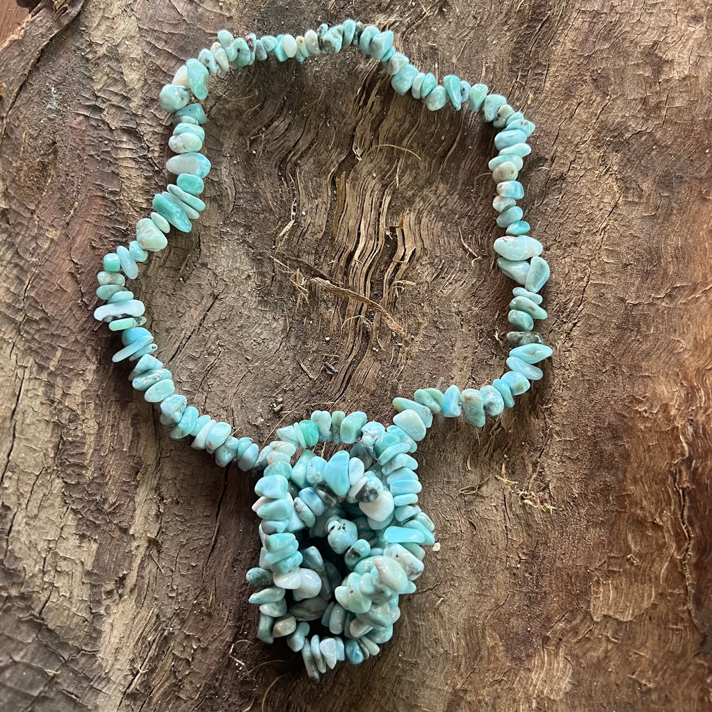 Colier lung chipsuri larimar, druzy.ro, pietre semipretioase 1