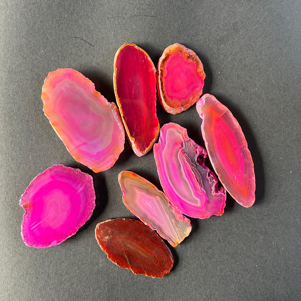 Felie agat roz Brasil S, pietre semipretioase - druzy.ro 1