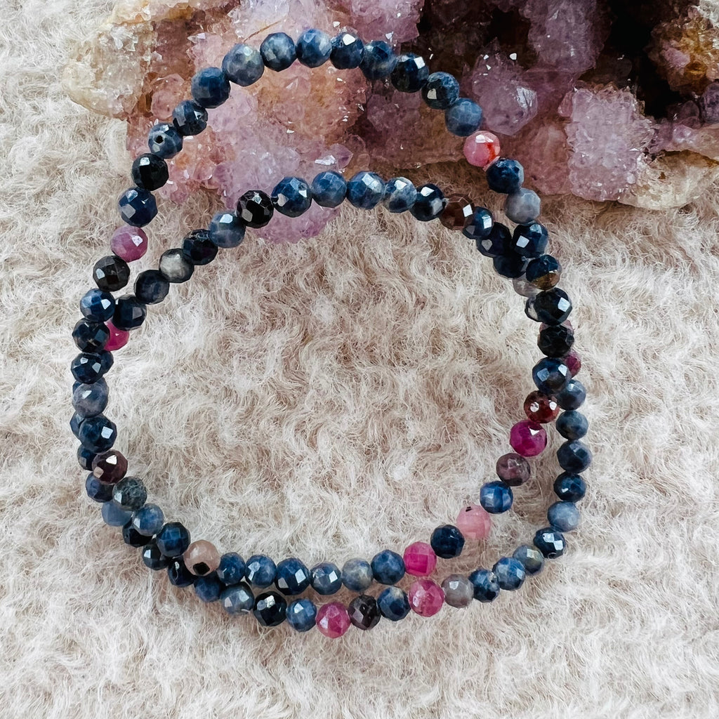 Bratara safir cu rubin fatetata 4 mm, pietre semipretioase, DRUZY.RO 1