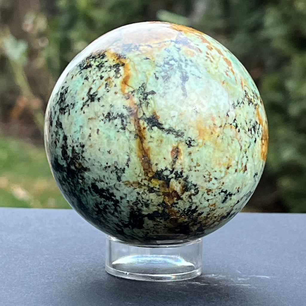 Sfera 7.2 cm crisocola mina Messina, Congo, model 1, druzy.ro, cristale 3