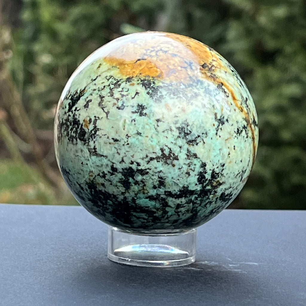 Sfera 7.2 cm crisocola mina Messina, Congo, model 1, druzy.ro, cristale 5