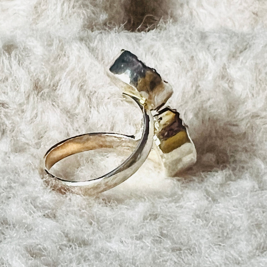 Inel reglabil agat druzy Circles placat cu argint din Brazilia model 6, druzy.ro, cristale 2