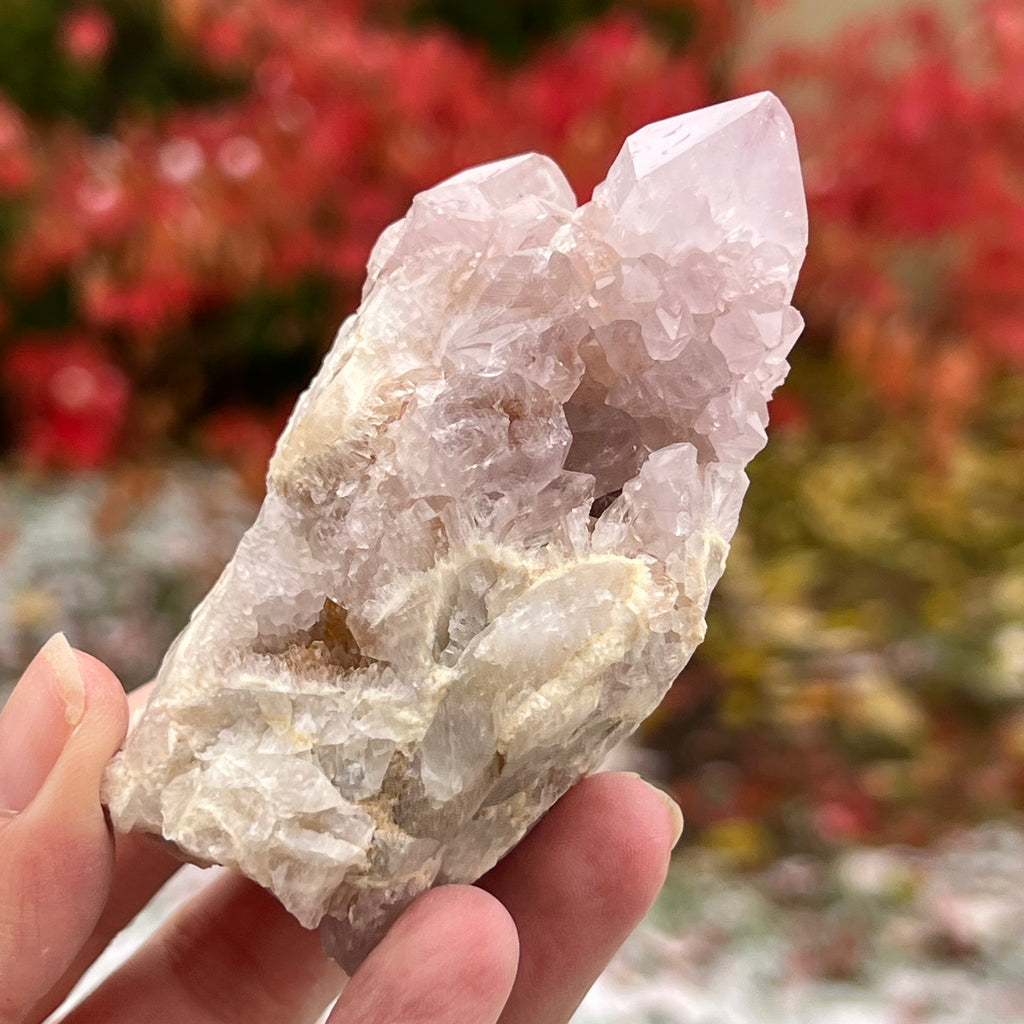 Cluster cuart cactus / cuart spirit ametist liliac model 9A, druzy.ro, cristale 3