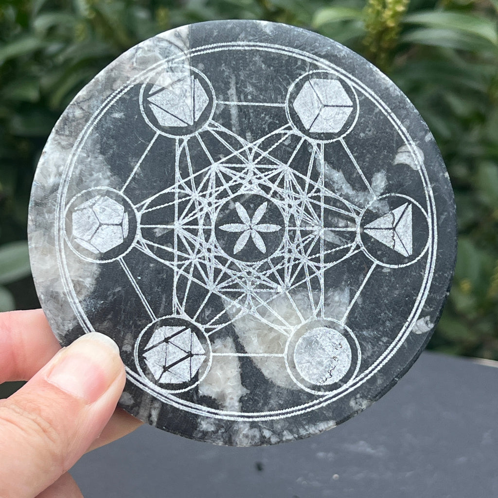 Disc Fosil Orthoceras forma Metatron, pietre semipretioase - druzy.ro 1 