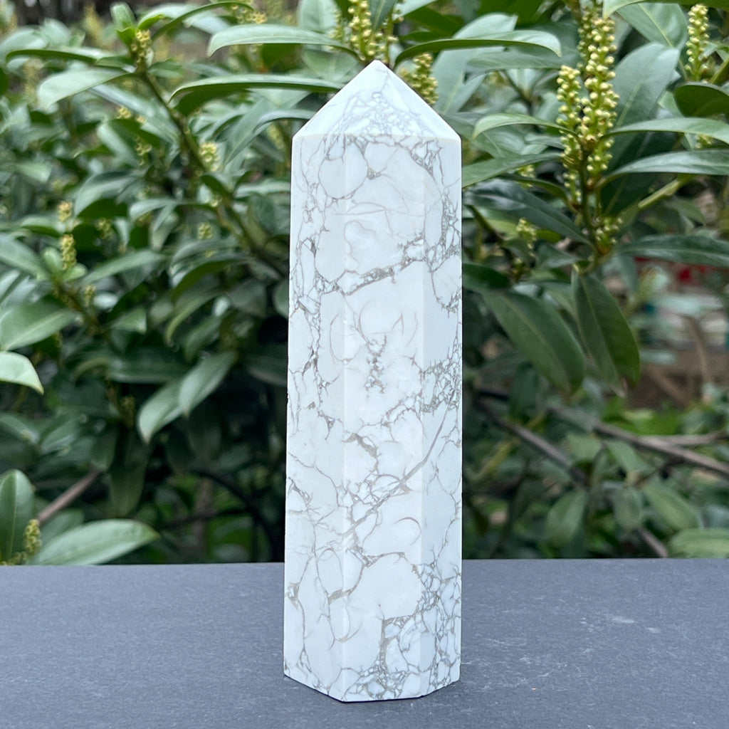 Obelisc howlit alb model L2, pietre semipretioase - druzy.ro 1 