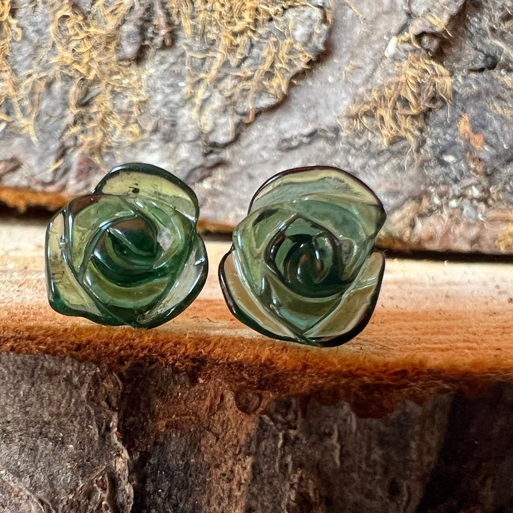 Cercei stud turmalina verde din argint model Flower#1, pietre semipretioase - druzy.ro 3 