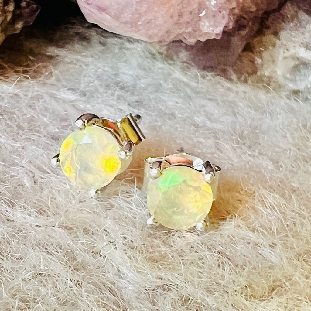 Cercei stud opal din argint 5 mm Round, druzy.ro, pietre semipretioase 1