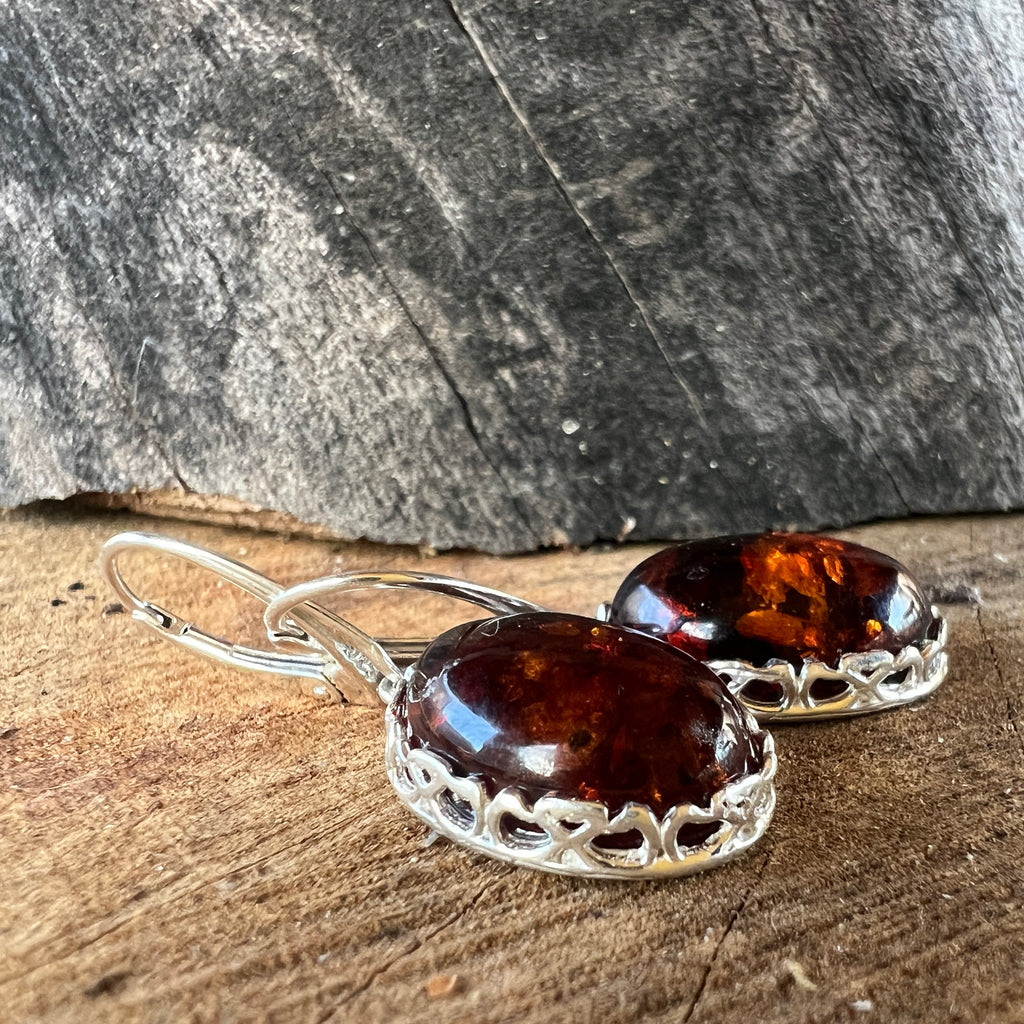 Cercei argint cu chihlimbar Amber9, pietre semipretioase - druzy.ro 2 
