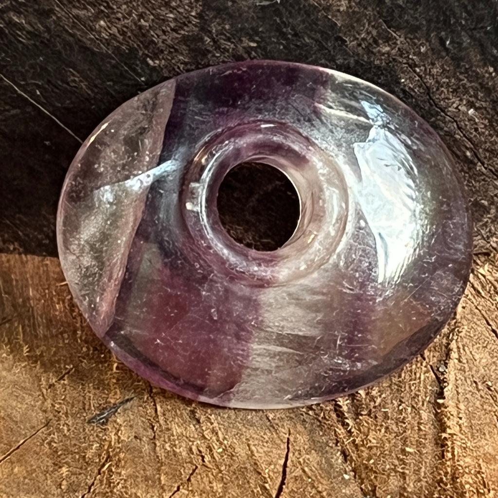 Pandantiv piatra pi donut fluorit curcubeu Oval, pietre semipretioase - druzy.ro 5 