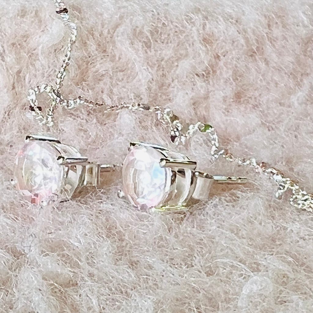 Cercei stud cuart roz 7 mm din argint, druzy.ro, pietre semipretioase 4