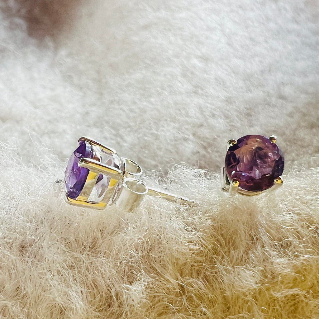 Cercei stud ametist argint 4 mm Round, druzy.ro, pietre semipretioase 5