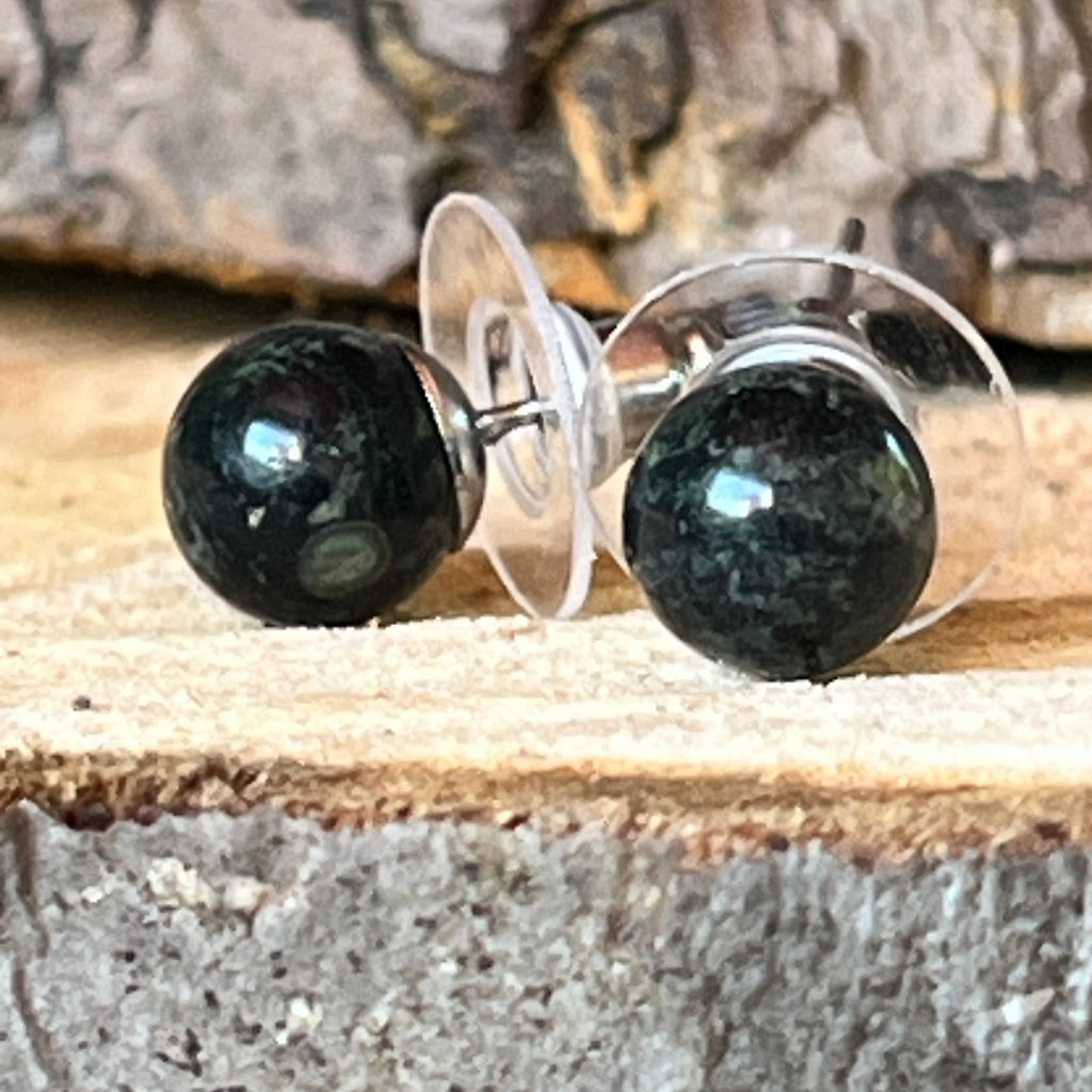 Cercei stud sfere jasp kambaba 8 mm, pietre semipretioase - druzy.ro 2 