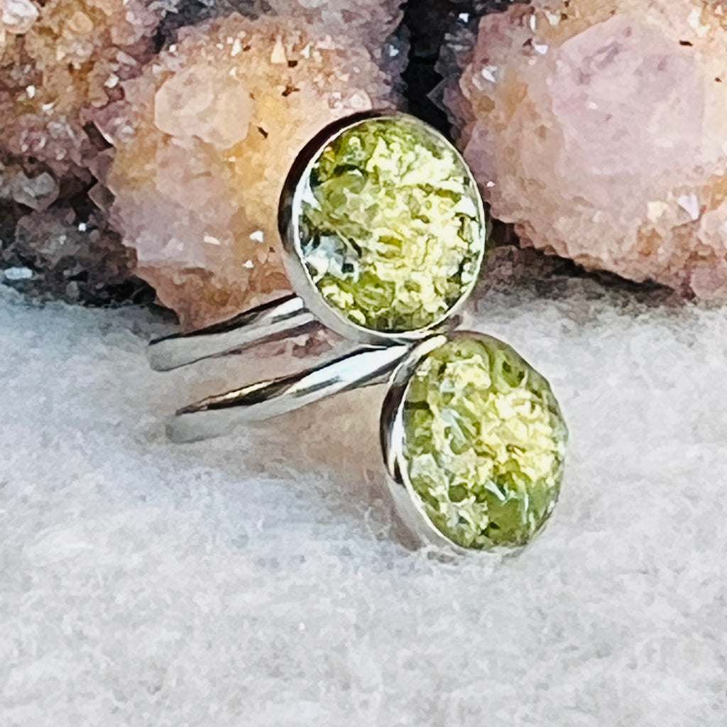 Inel reglabil peridot Suns, druzy.ro, cristale 2
