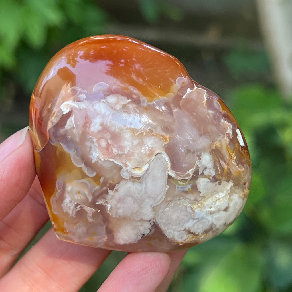 Inima agat coral floare rosu m1, pietre semipretioase - druzy.ro 1 