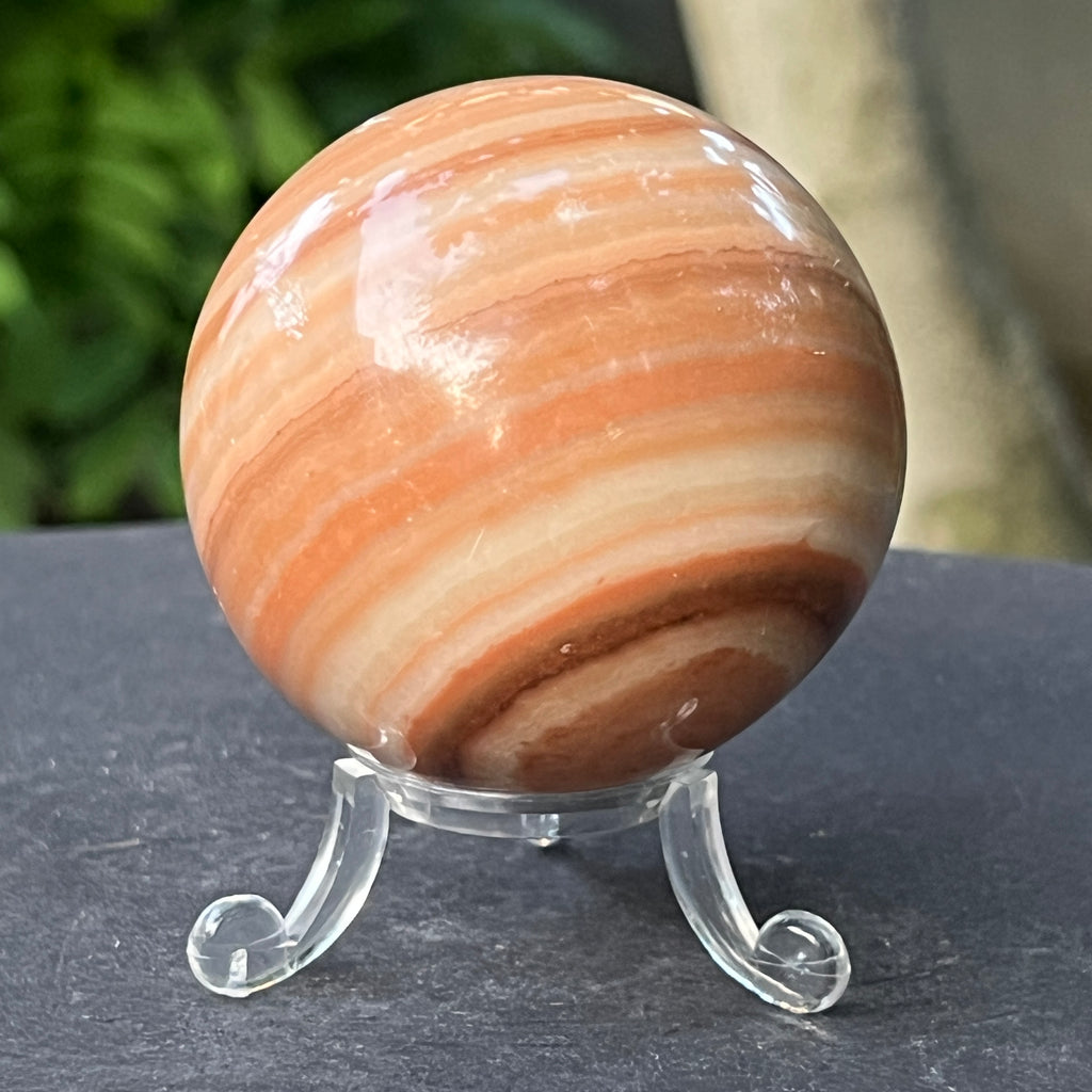 Sferă de onix portocaliu dungat  | Model 3, pietre semipretioase - druzy.ro 2 