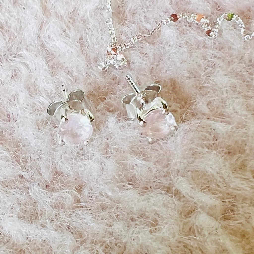 Cercei stud cuart roz 5 mm din argint, druzy.ro, pietre semipretioase 3