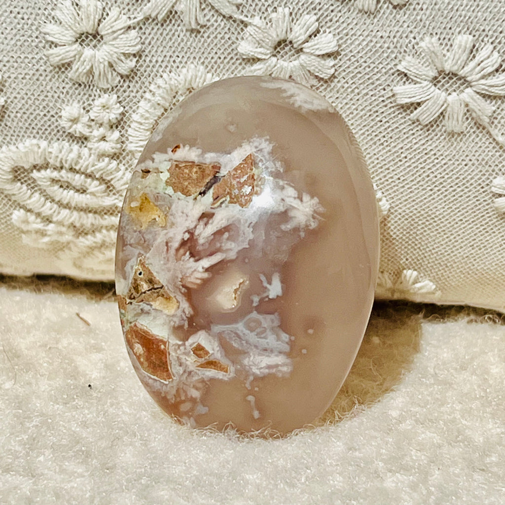 Palmstone agat coral floare rosu m13, druzy.ro, cristale 1