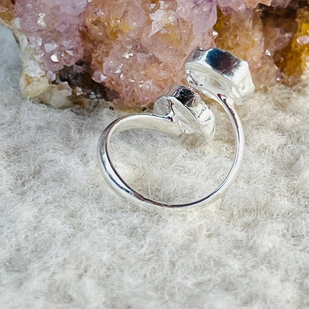 Inel reglabil agat druzy Circles placat cu argint din Brazilia model 3, druzy.ro, cristale 3
