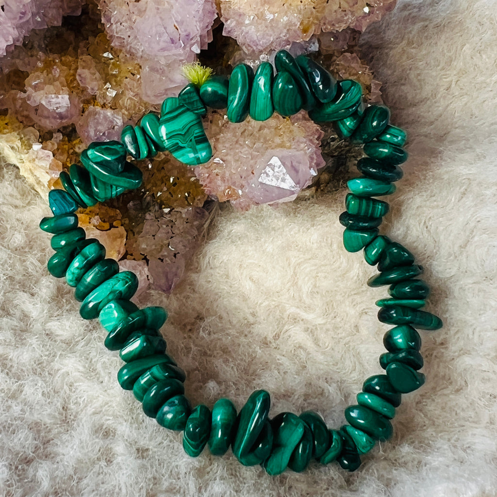 Bratara chipsuri malachit, pietre semipretioase - druzy.ro 1 