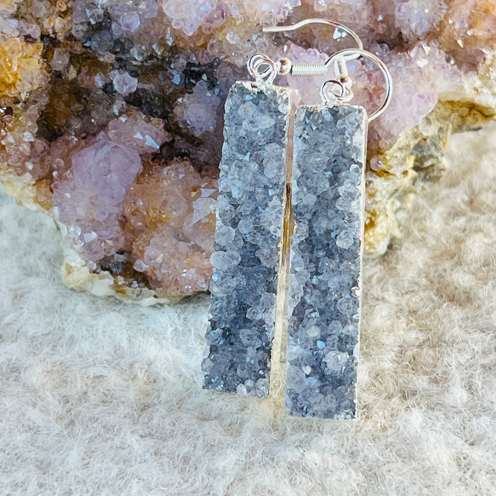 Cercei felii agat druzy placati cu argint din Brazilia model 5, druzy.ro, cristale 1