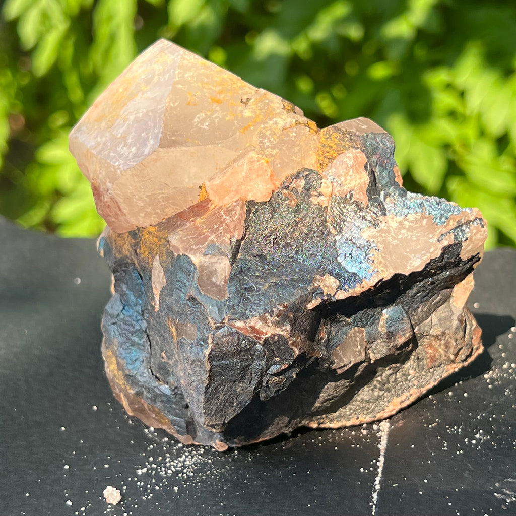 Cluster cuart Blacknit cu goetita si hematit model 4a/4 din Madagascar, pietre semipretioase - druzy.ro 6