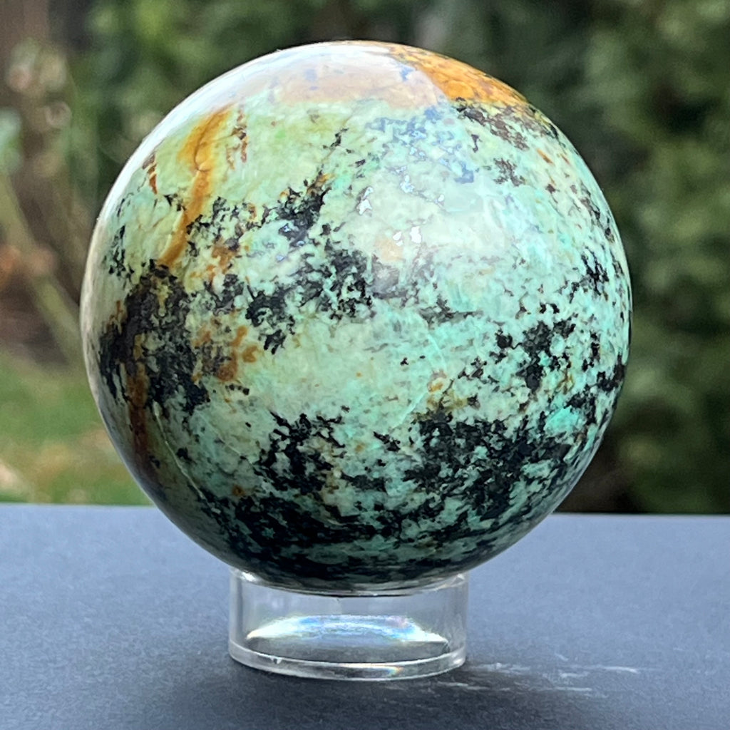 Sfera 7.2 cm crisocola mina Messina, Congo, model 1, druzy.ro, cristale 1