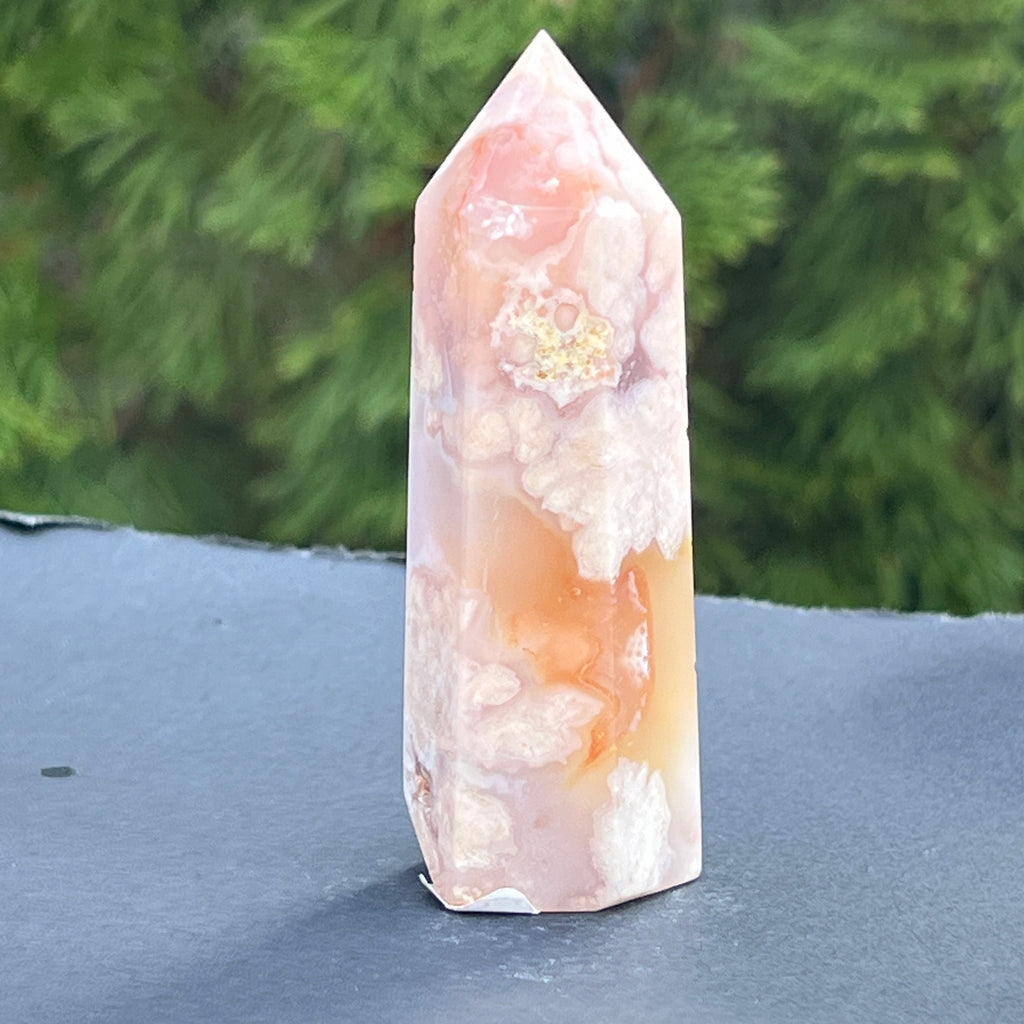 Obelisc agat coral floare model 1, pietre semipretioase - druzy.ro 7 
