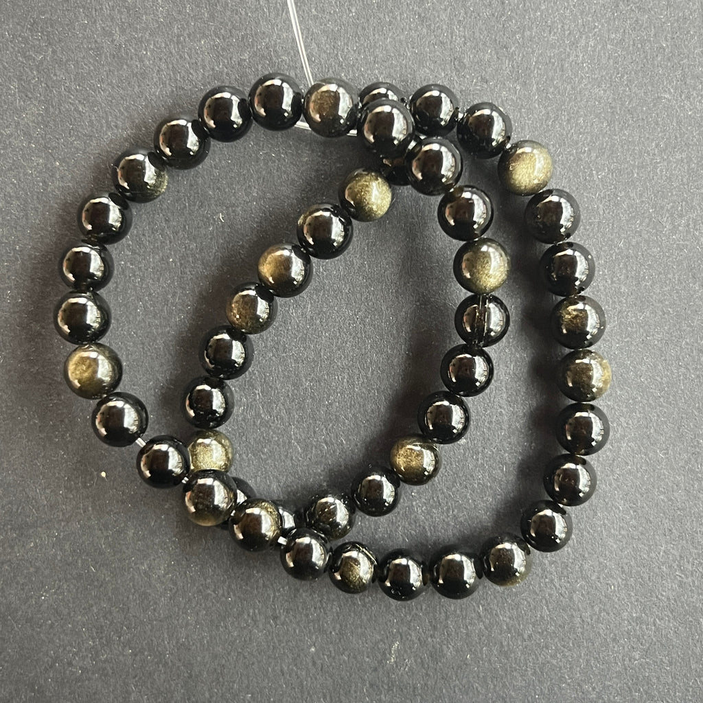 Sirag margele pietre semipretioase sfere OBSIDIAN AURIU, pietre semipretioase - druzy.ro 2 