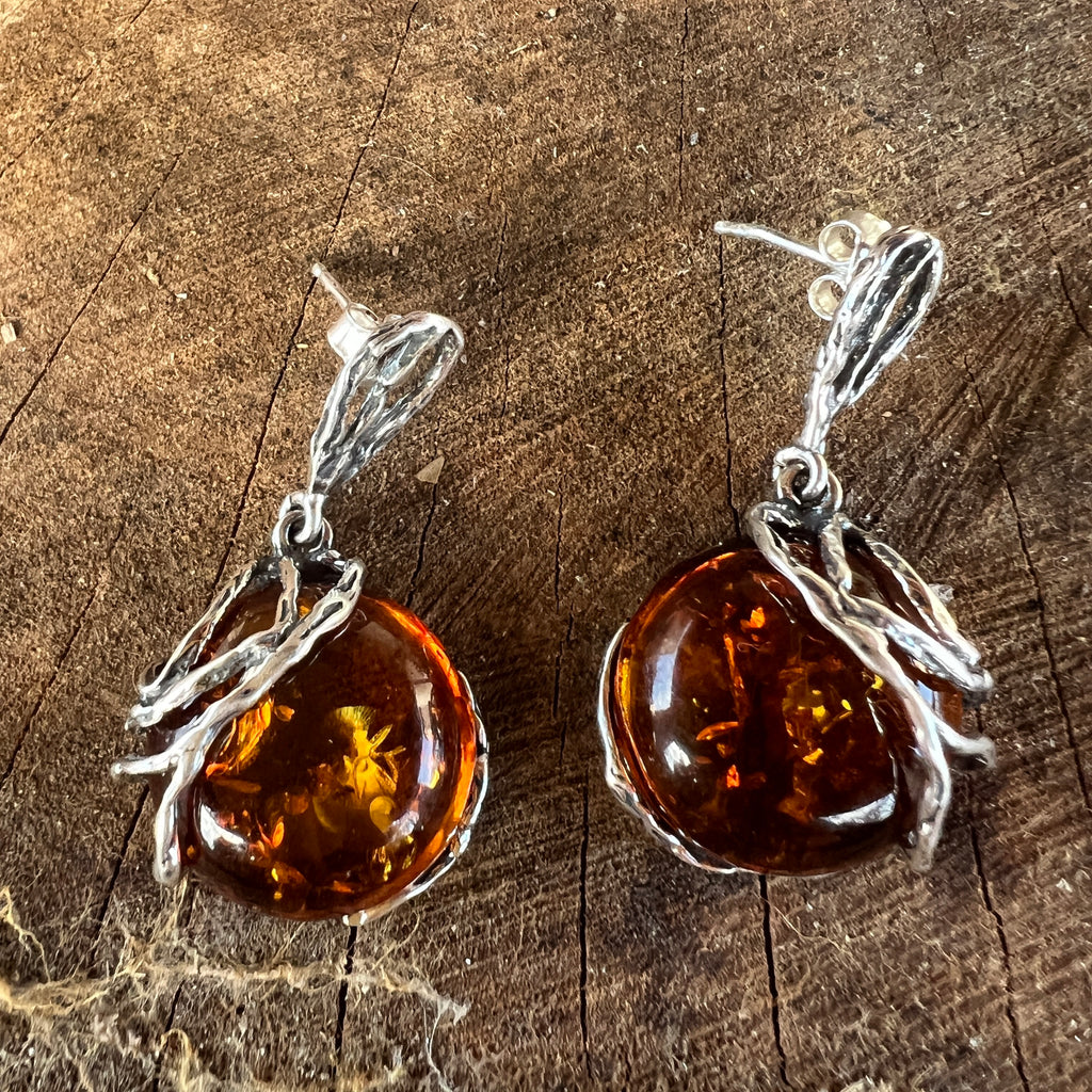 Cercei argint cu chihlimbar Amber2, pietre semipretioase - druzy.ro 1 