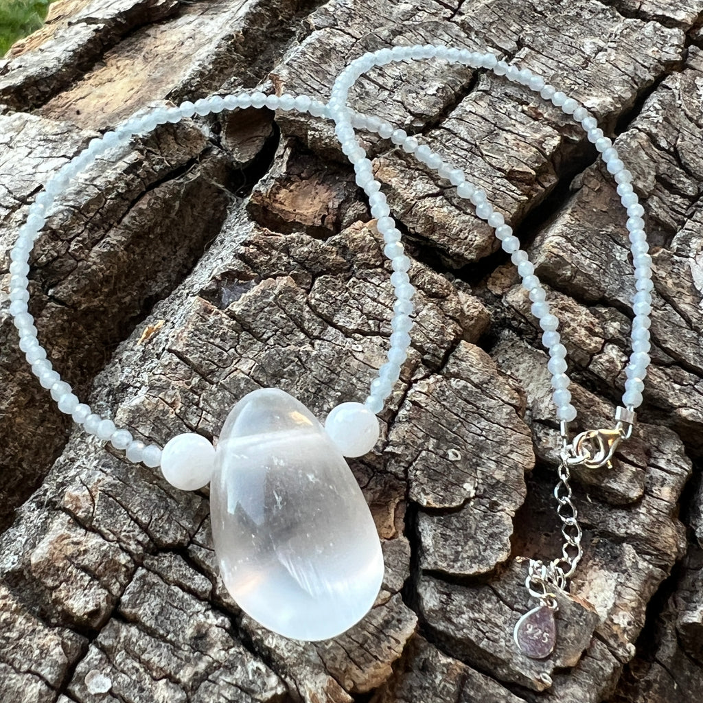 Colier angelit si selenit Celestia#72, pietre semipretioase - druzy.ro 8 