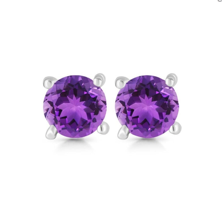 Cercei stud ametist argint 4 mm Round, druzy.ro, pietre semipretioase 2