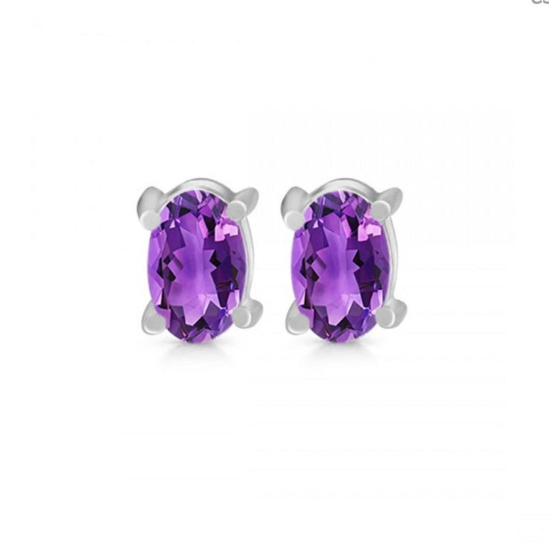 Cercei stud ametist argint 6 mm Oval, druzy.ro, pietre semipretioase 2