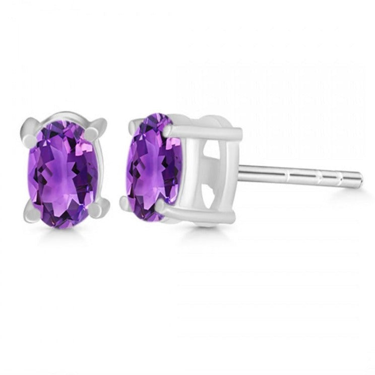 Cercei stud ametist argint 6 mm Oval, druzy.ro, pietre semipretioase 3