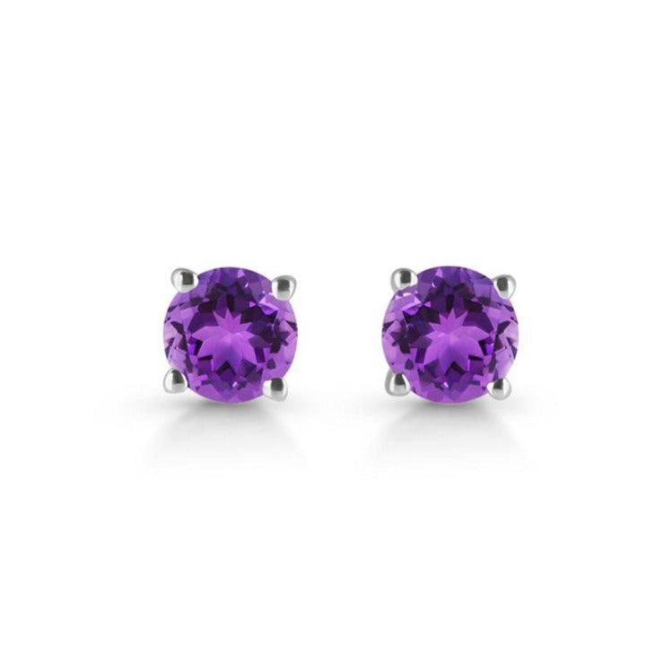 Cercei stud ametist argint 6 mm Round/4, druzy.ro, pietre semipretioase 2
