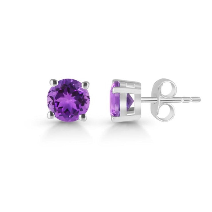 Cercei stud ametist argint 6 mm Round/4, druzy.ro, pietre semipretioase 3