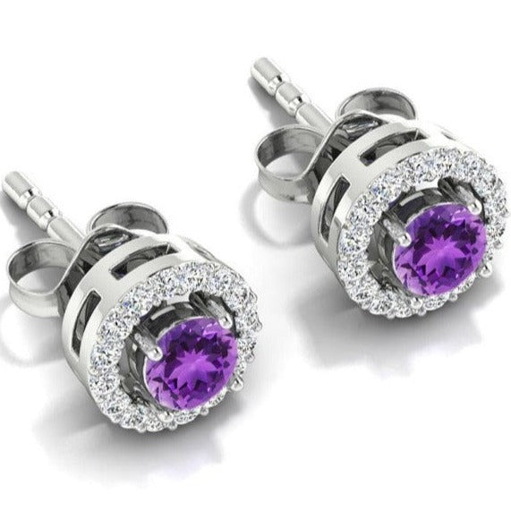Cercei stud ametist, topaz din argint, druzy.ro, pietre semipretioase 1