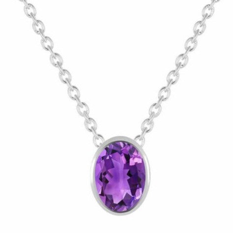 Colier ametist din argint Oval 8 mm, druzy.ro, pietre semipretioase 1