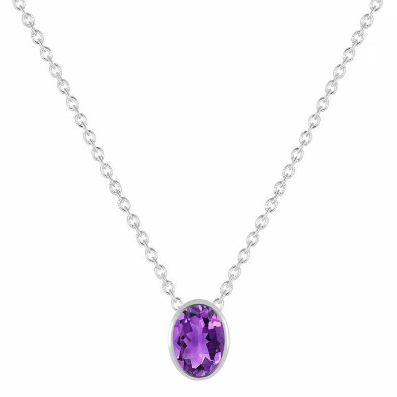 Colier ametist din argint Oval 8 mm, druzy.ro, pietre semipretioase 2