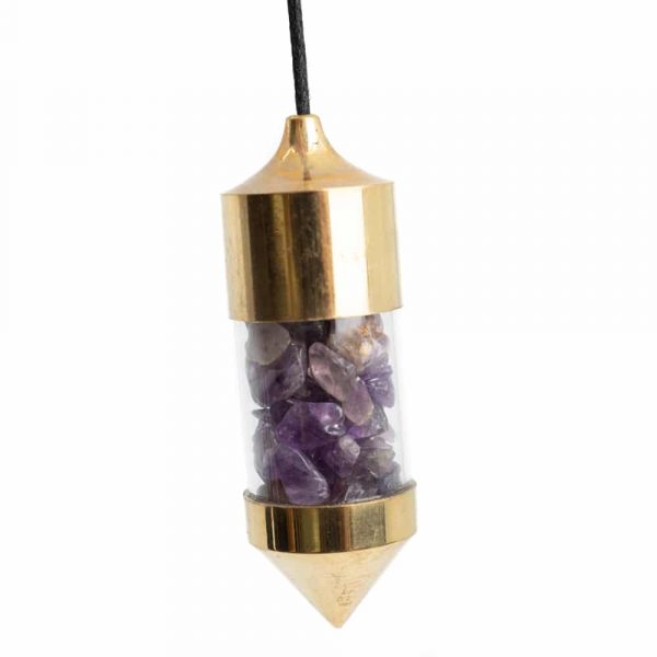 Pendul metal auriu ametist chipsuri, druzy.ro, cristale 3