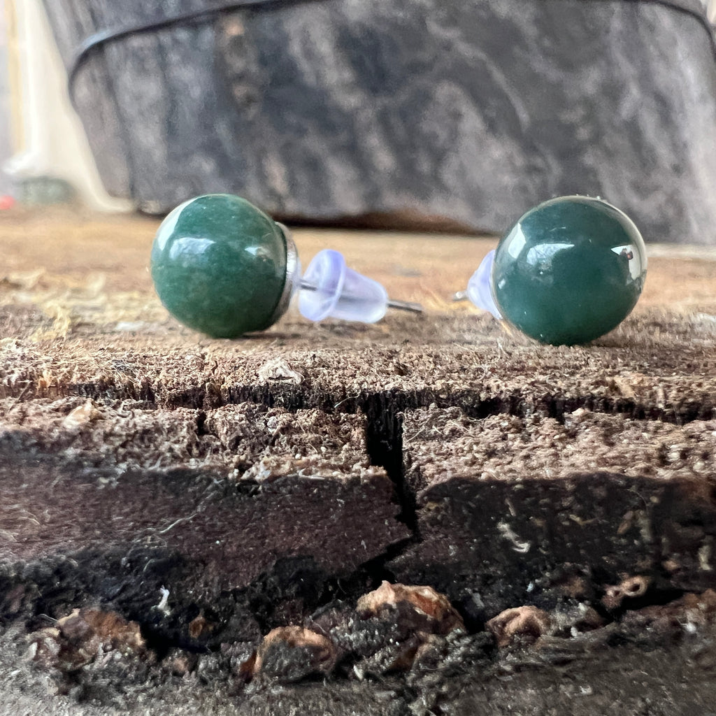 Cercei stud agat muschi sfere 8 mm, pietre semipretioase - druzy.ro 2 