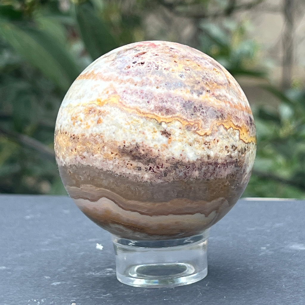 Sfera agat Crazy Lace model 3, pietre semipretioase - druzy.ro 8 