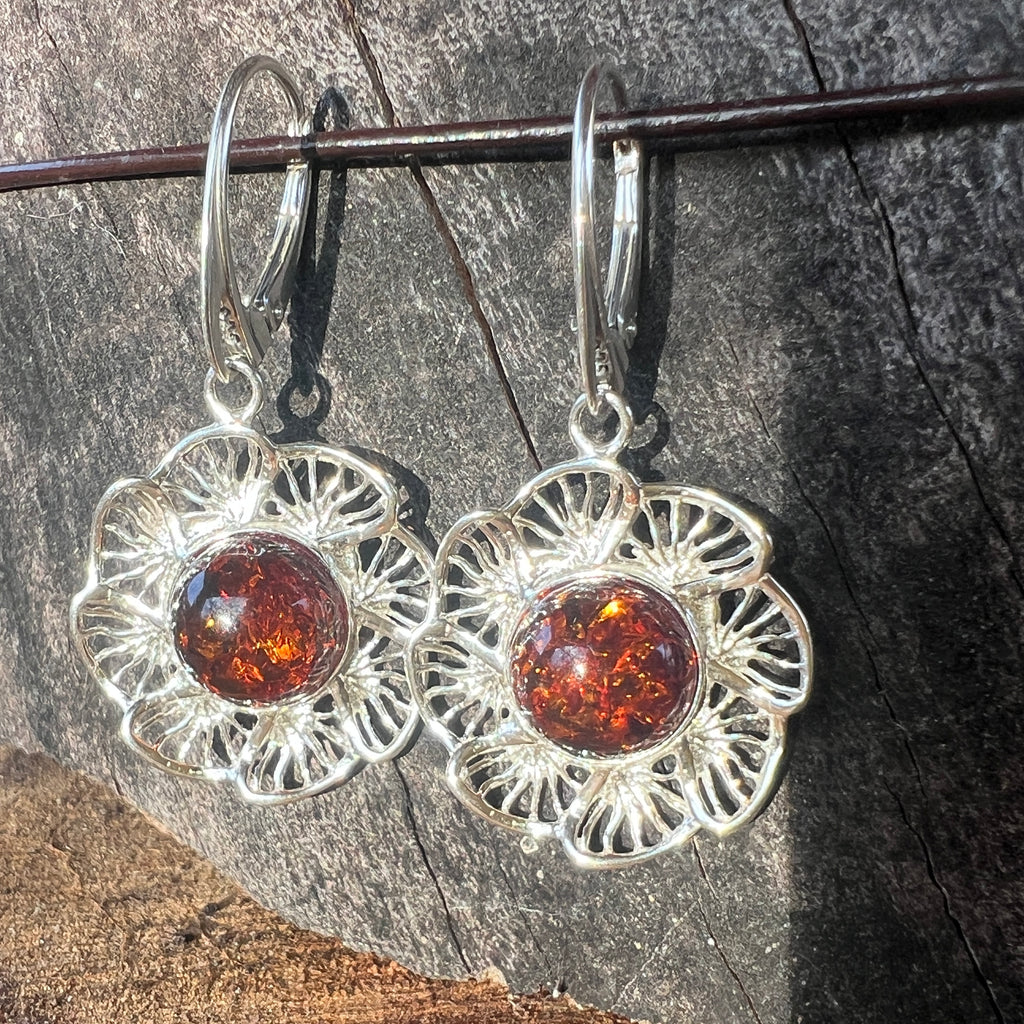 Cercei argint cu chihlimbar Amber16, pietre semipretioase - druzy.ro 2 