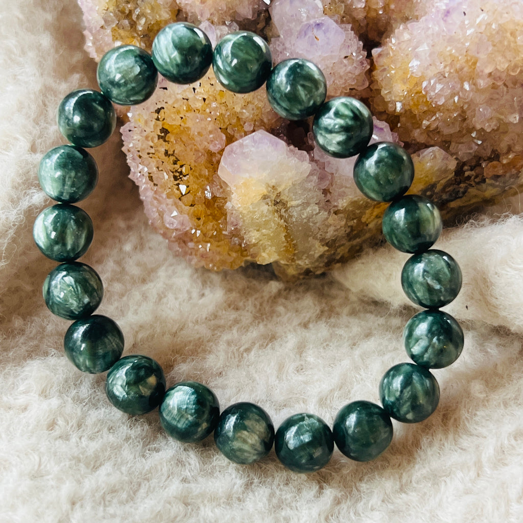 Bratara serafinit 10 mm, calitate AAA, pietre semipretioase - druzy.ro 1 
