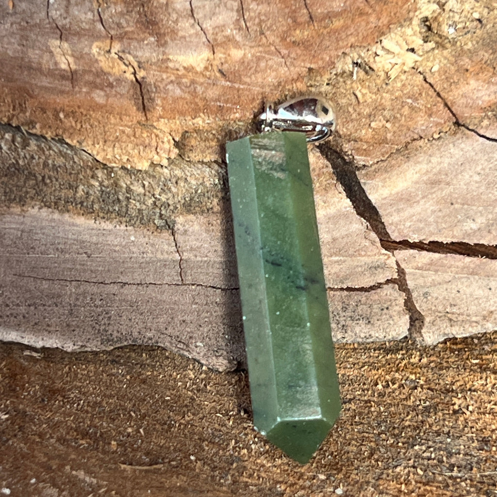 Pandantiv jad verde nefrit POINT, pietre semipretioase - druzy.ro 2 