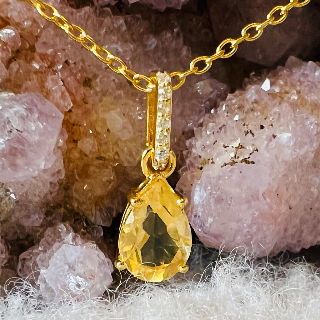 Pandantiv citrin si topaz, din argint Pear, druzy.ro, pietre semipretioase 1