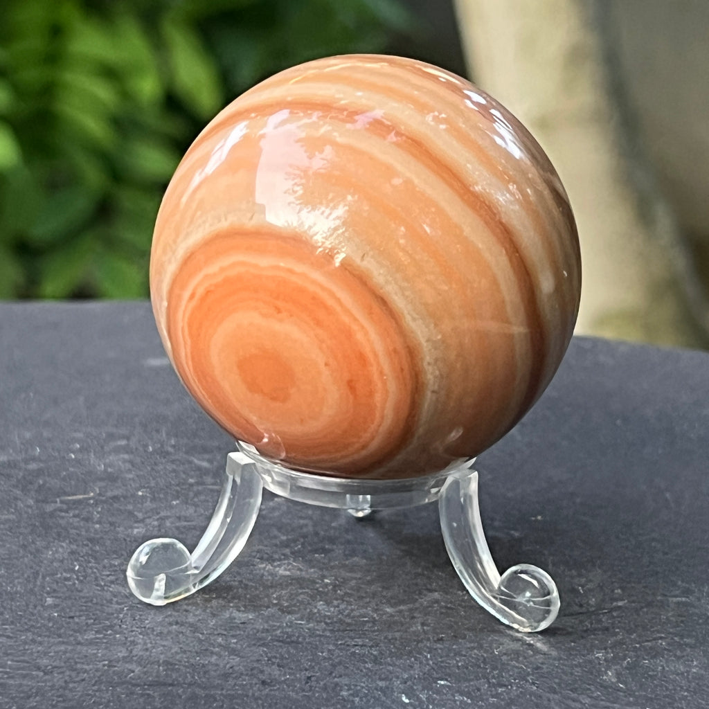 Sferă de onix portocaliu dungat  | Model 2, pietre semipretioase - druzy.ro 2 