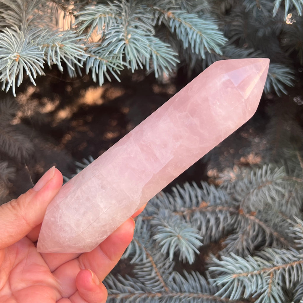Dublu varf cuart roz model 6 din Madagascar, pietre semipretioase - druzy.ro 2