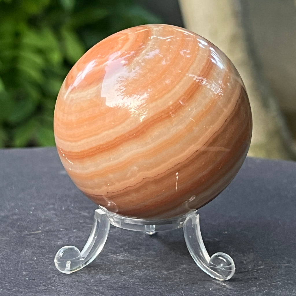 Sferă de onix portocaliu dungat  | Model 3, pietre semipretioase - druzy.ro 4 