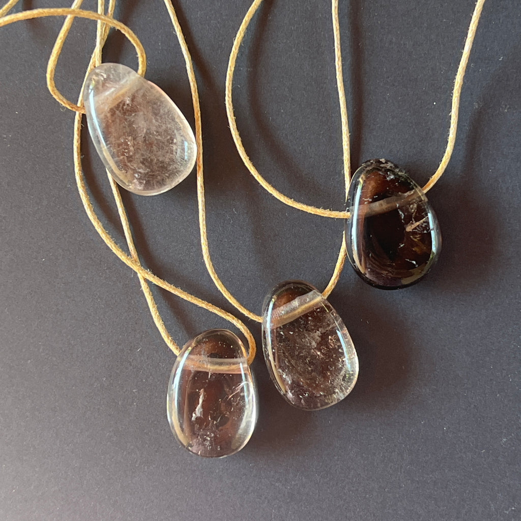 Colier pandantiv cuart fumuriu DROP, pietre semipretioase - druzy.ro 1 