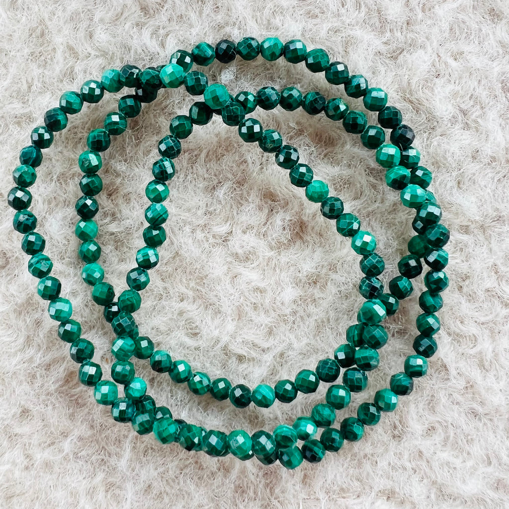 Bratara malachit fatetata 4 mm, pietre semipretioase, DRUZY.RO 1